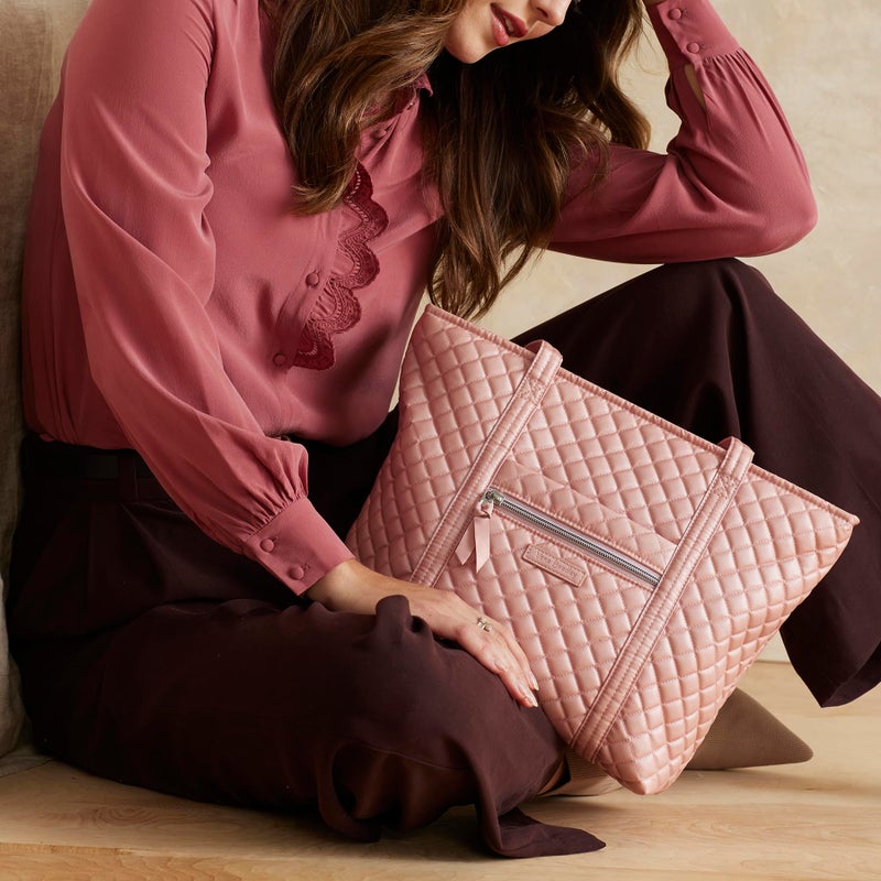 Vera Bradley Cotton Small Vera Tote Bag, Rose Quartz - Image 3