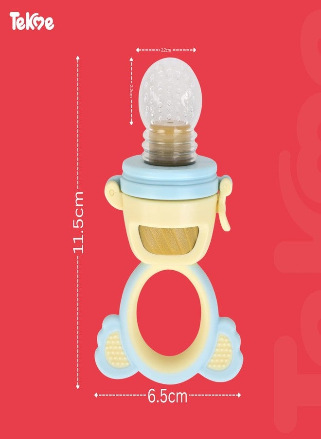 Tekme Silicone Food/Fruit Nibbler with Rotating Roll to Push Food, Baby Fruit Feeder Nibbler for 6 to 12 Months, Pacifier/Feeder/Teether for Baby & Infant (Blue-Yellow) - Image 5