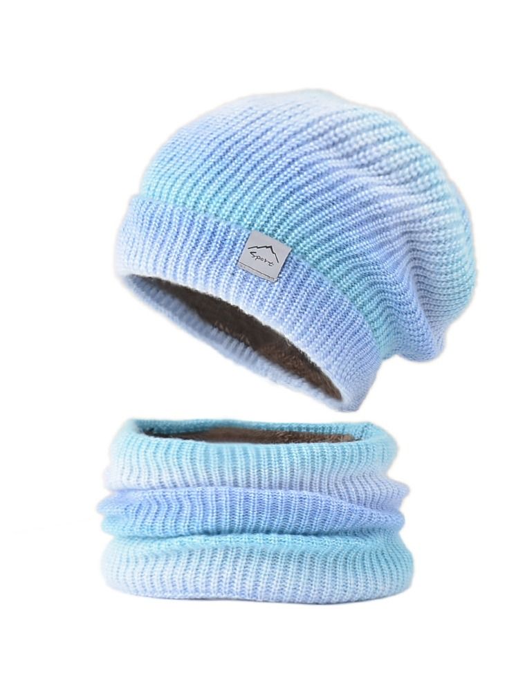 Loquat Winter Padded Set Cap Knitted Hat Scarf 2-Piece Set