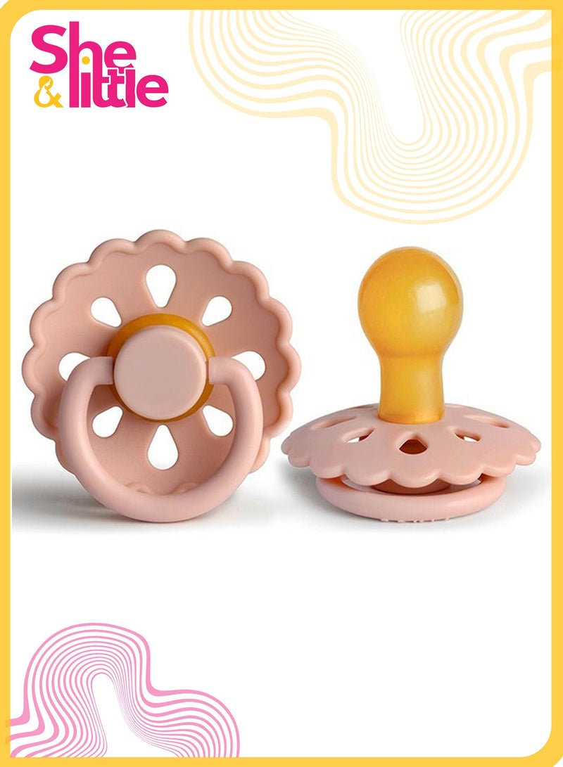 شي آند ليتل لهاية مهدئة على شكل زهرة للأطفال، تصميم عضاضة من السيليكون، آمنة وغير سامة، ناعمة ومريحة (وردي) - Image 1