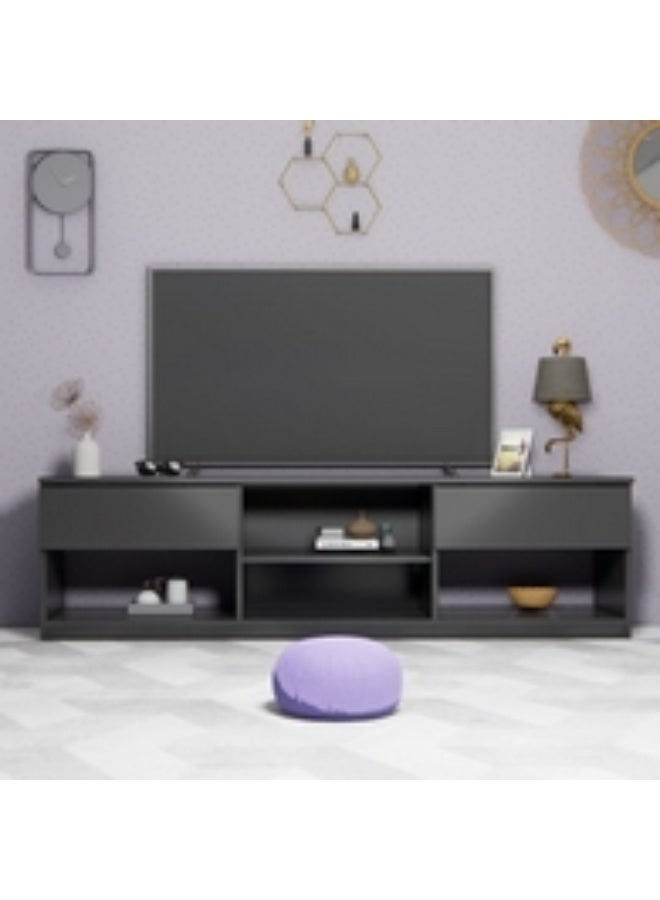 Homzmart Natural Particle Board TV Table Black - 180x50x40 cm - Image 2