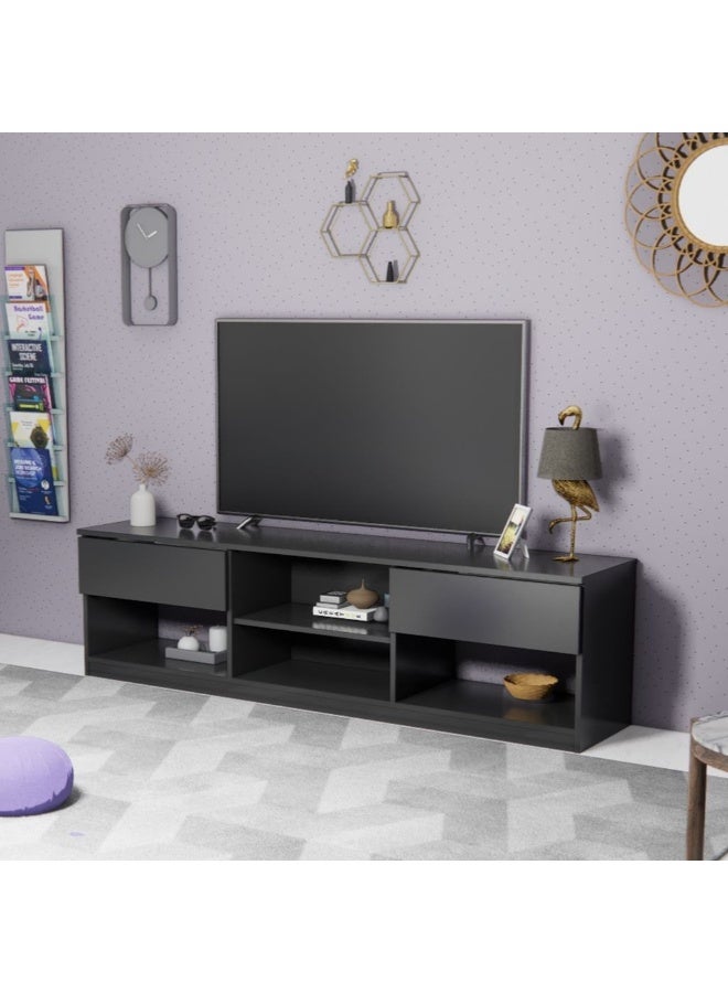 Homzmart Natural Particle Board TV Table Black - 180x50x40 cm - Image 4