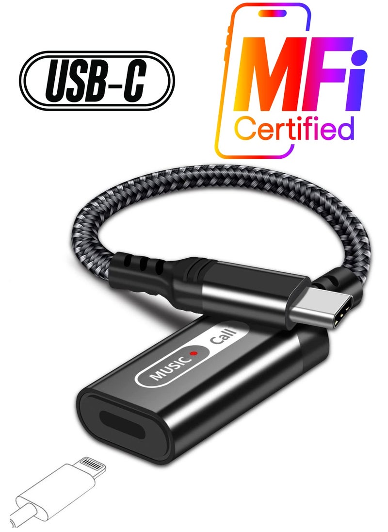 SYOSI - USB C to Lightning Audio Adapter, USB Type C Male to Lightning Female Headphone Converter for Apple iPad Air 4 Mini 6 MacBook to Earphones Connector for Call Music Video Not Support Charging - Image 1