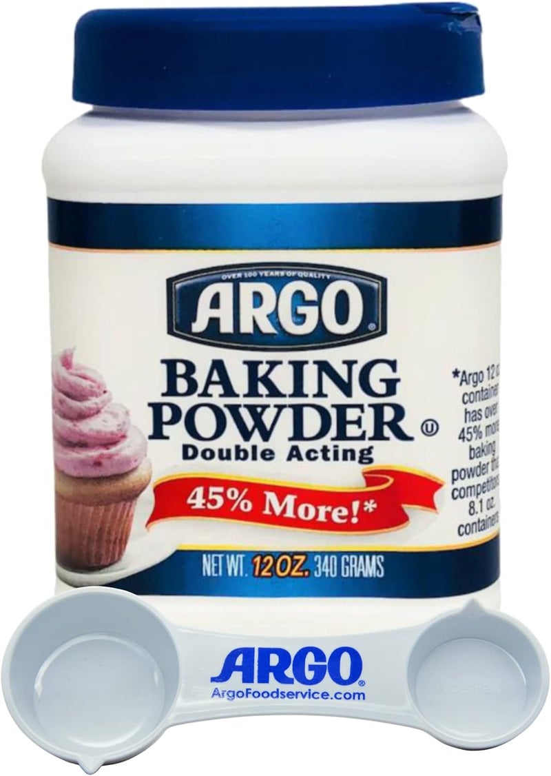 Argo Double Acting Baking Powder with Measuring Spoon - 12 Ounce Resealable Container - Image 1