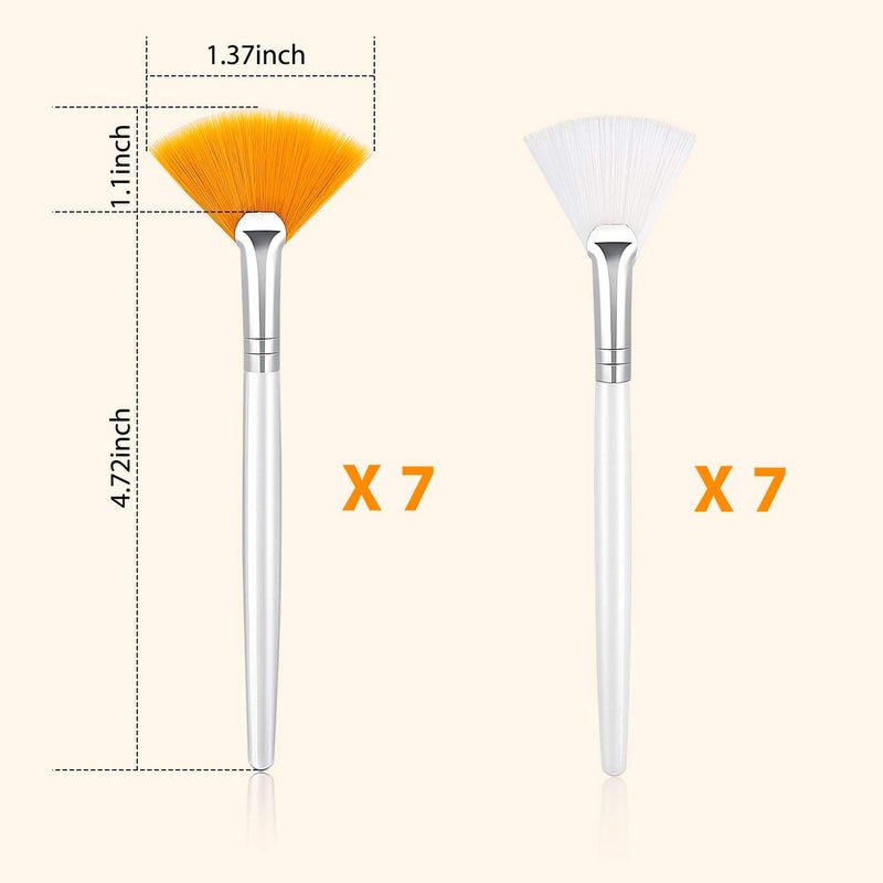 Patelai 14 Pieces Fan Brushes Applicator, Mask Brushes for Facial Makeup Tools for Face Cosmetic(White, Yellow) - Image 2