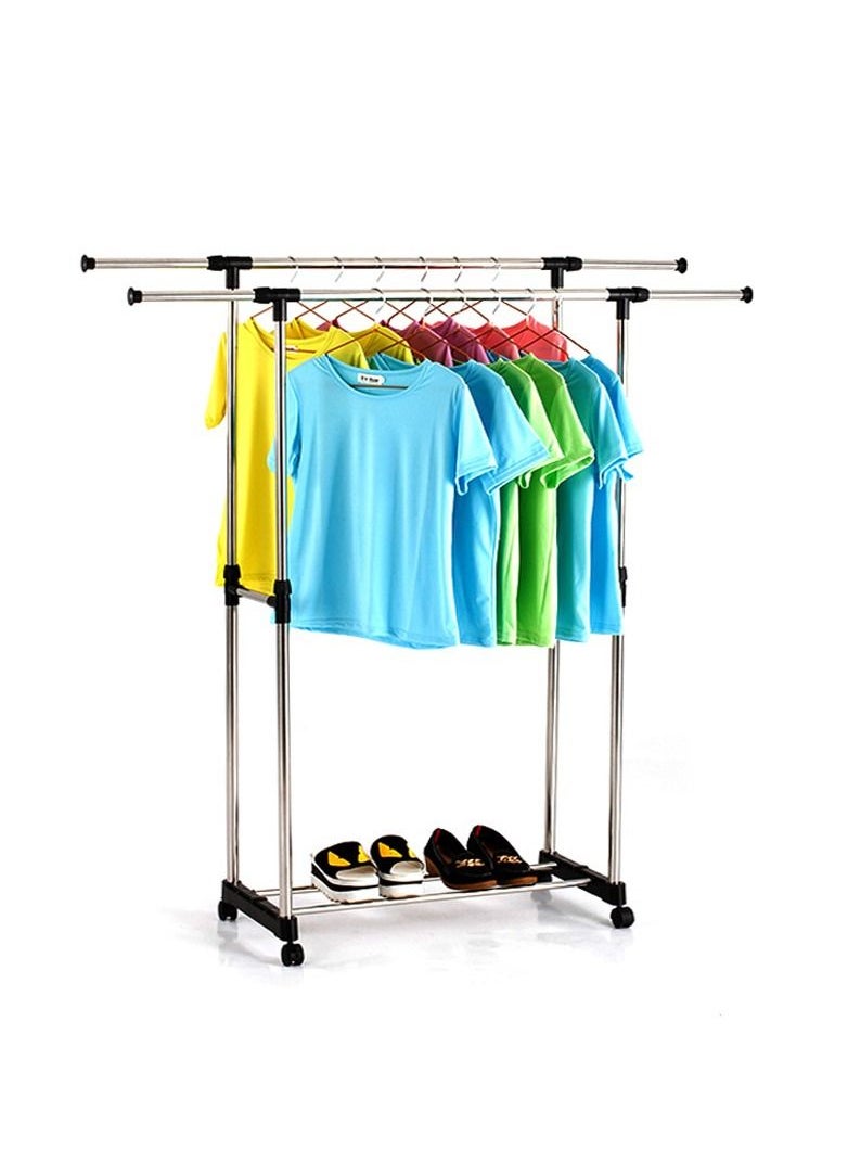 DOUBLE POLE Rack Garment Organizer Silver/Black  - Image 1