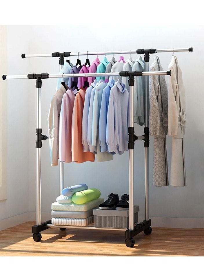 DOUBLE POLE Rack Garment Organizer Silver/Black  - Image 3
