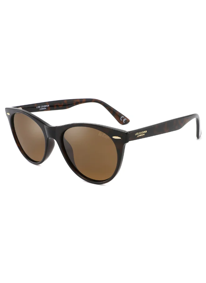 لي كوبر Polarized Sunglasses Demi Frame Brown Mirror Lens 52mm  - LC1002C01