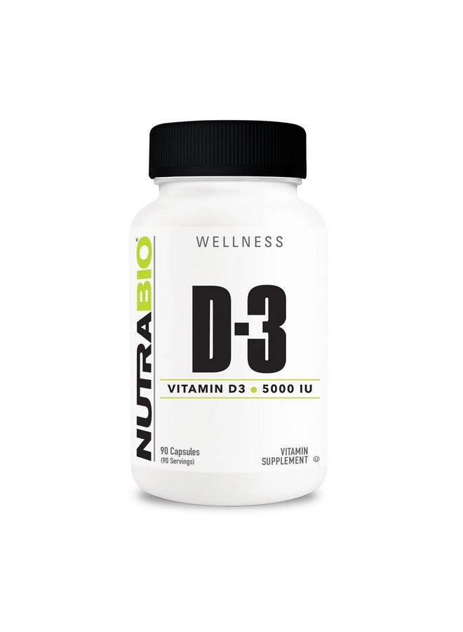 NutraBio Vitamin D (5000 IU), Immune Support - 90 Vegetable Capsules - Image 1
