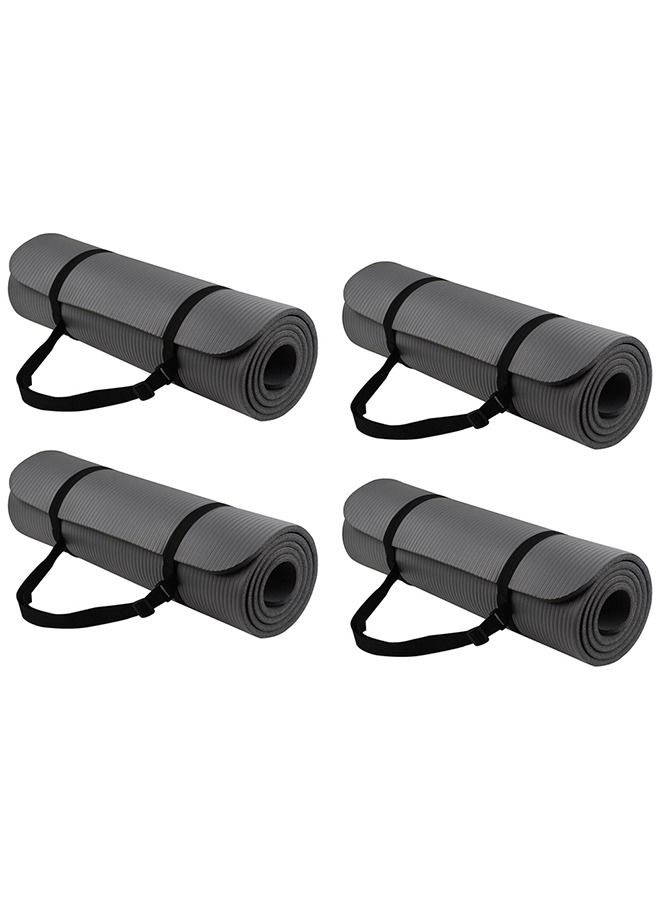 Taimi Pack of 4 Non-Slip yoga mat Anti-Tear Exercise Mat With Carrying Strap 183x61x1cm Grey  - Image 1