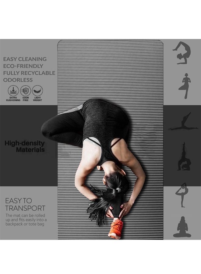 Taimi Pack of 4 Non-Slip yoga mat Anti-Tear Exercise Mat With Carrying Strap 183x61x1cm Grey  - Image 3