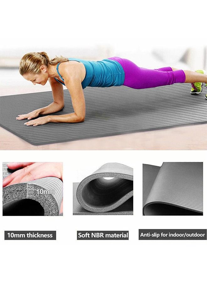 Taimi Pack of 4 Non-Slip yoga mat Anti-Tear Exercise Mat With Carrying Strap 183x61x1cm Grey  - Image 2
