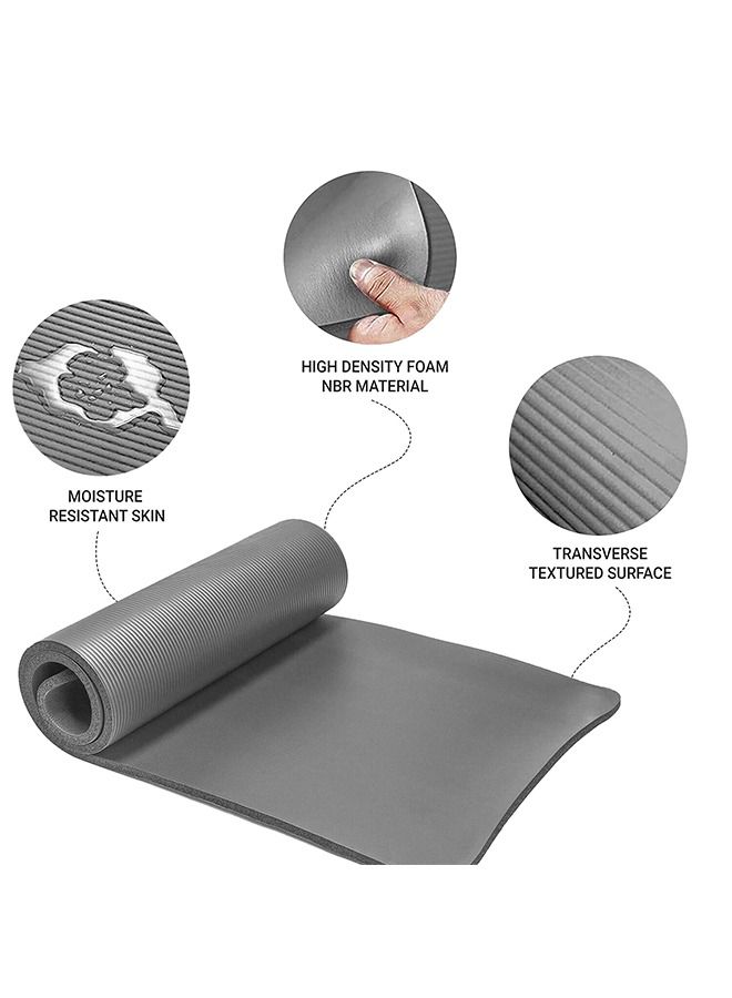 Taimi Pack of 4 Non-Slip yoga mat Anti-Tear Exercise Mat With Carrying Strap 183x61x1cm Grey  - Image 5