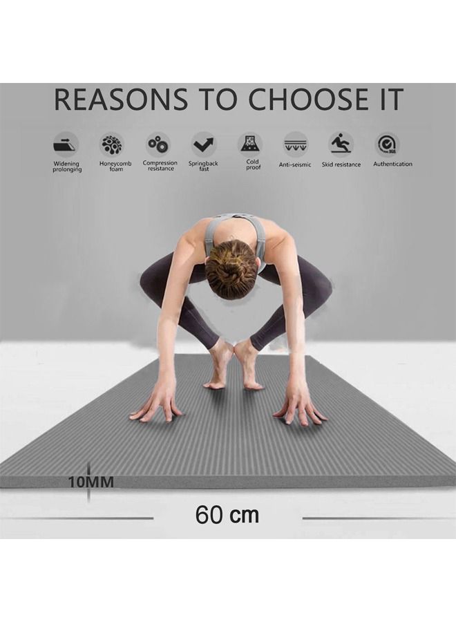 Taimi Pack of 4 Non-Slip yoga mat Anti-Tear Exercise Mat With Carrying Strap 183x61x1cm Grey  - Image 4