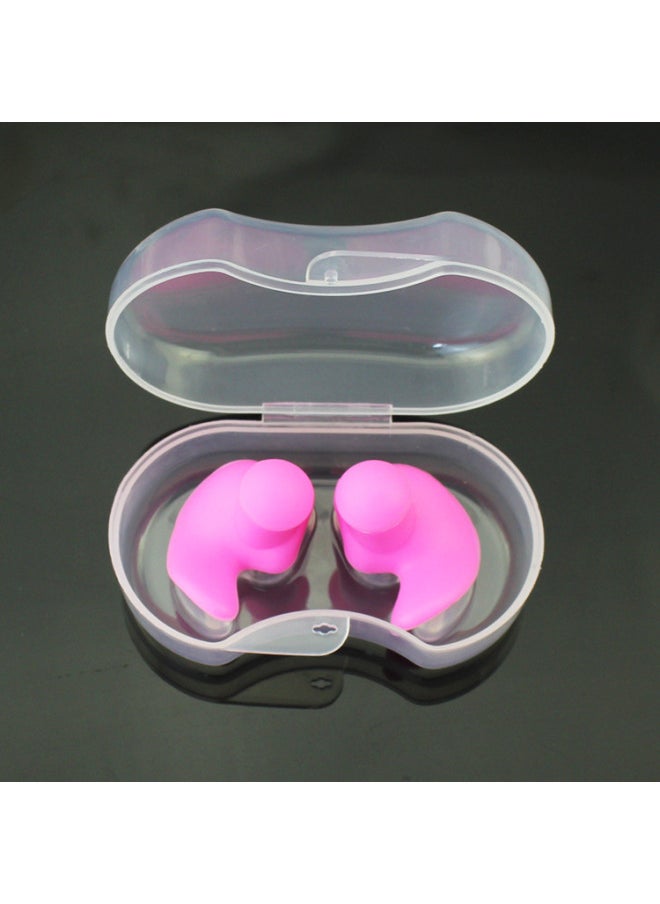 Generic - Swimming Earplugs Professional Ear Anti-water Silicone Earplugs Anti-noise Sleep Sound Insulation Earplugs Swimming Nose Clip Set-Color:Pink Pair (high-grade Transparent) - Image 1