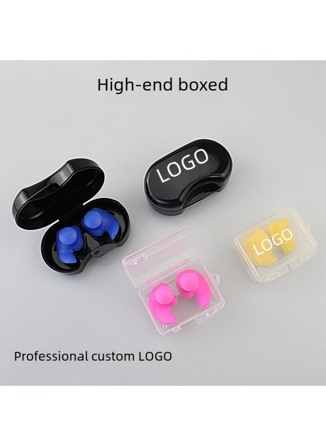 Generic - Swimming Earplugs Professional Ear Anti-water Silicone Earplugs Anti-noise Sleep Sound Insulation Earplugs Swimming Nose Clip Set-Color:Pink Pair (high-grade Transparent) - Image 1