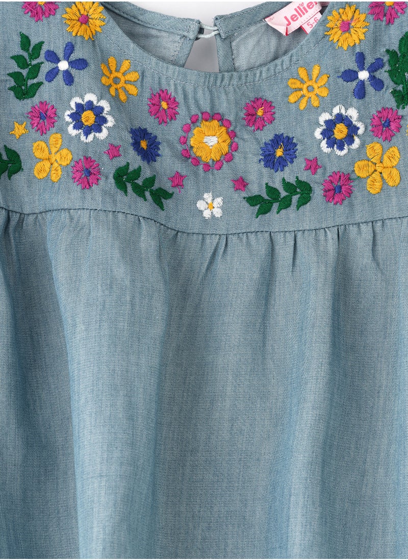 Jelliene Knit top with emb at yoke & hem  - Image 3
