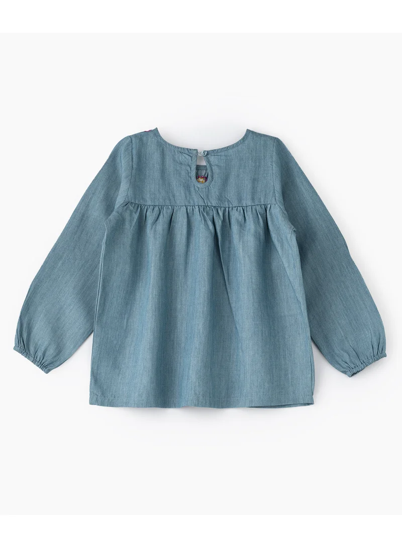 جيلين Knit top with emb at yoke & hem