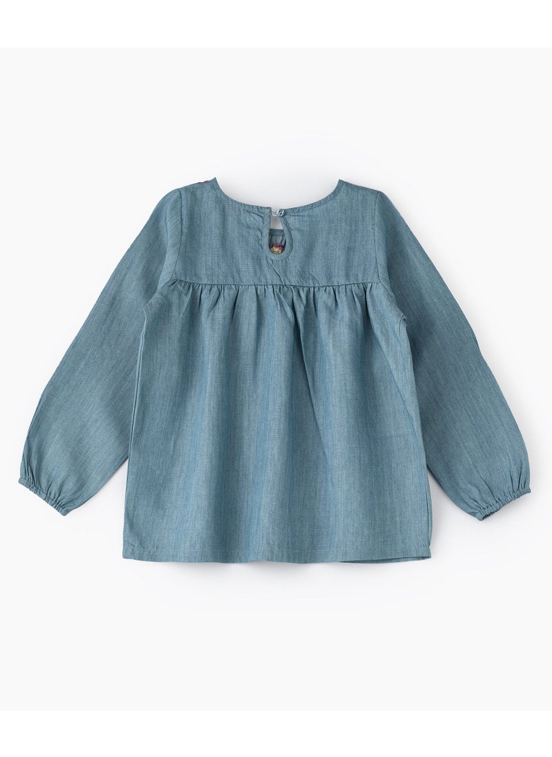 Jelliene Knit top with emb at yoke & hem  - Image 2
