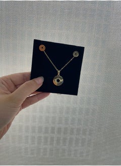 General Stainless Steel 18K Gold Plated Colorfast Geometric Round Clavicle Necklace Earrings Set  - Image 2
