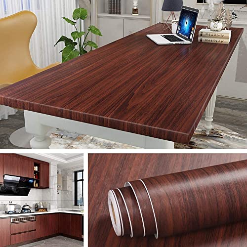 ELTON DIY Wall Paper/Wall Sticker Self Adhesive Red Highlighter Elegant Living Room Bed Room Decoration Furniture Make Over Interior Exterior Easily Removable(45X500 CM) Cherry Teak - Image 3