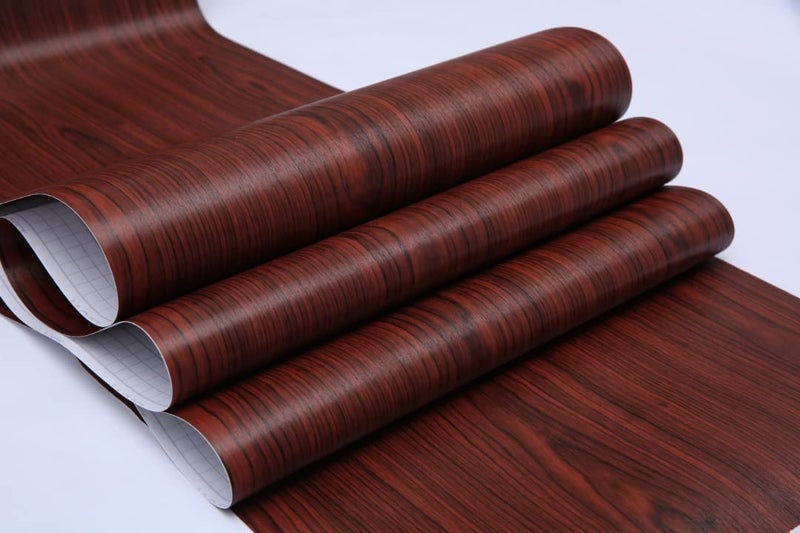ELTON DIY Wall Paper/Wall Sticker Self Adhesive Red Highlighter Elegant Living Room Bed Room Decoration Furniture Make Over Interior Exterior Easily Removable(45X500 CM) Cherry Teak - Image 1