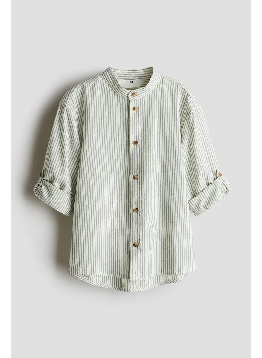 اتش اند ام Linen-Blend Grandad Shirt