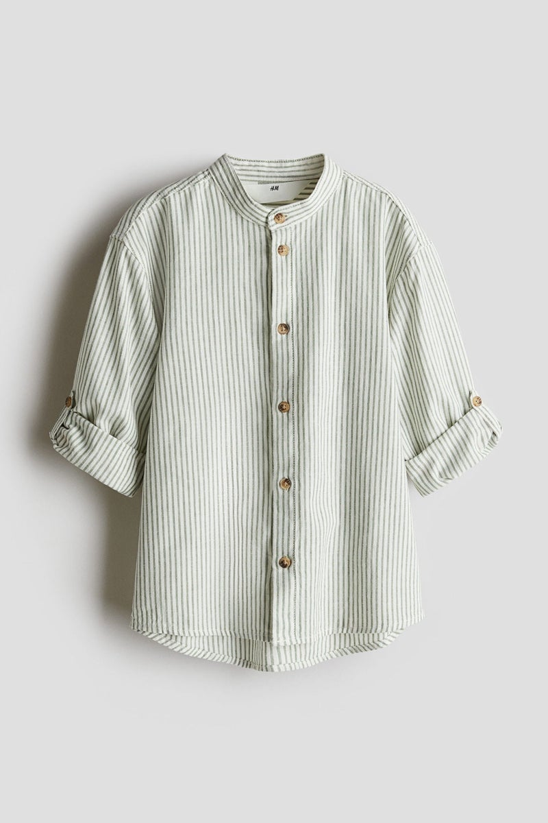 H&M Linen-Blend Grandad Shirt - Image 1