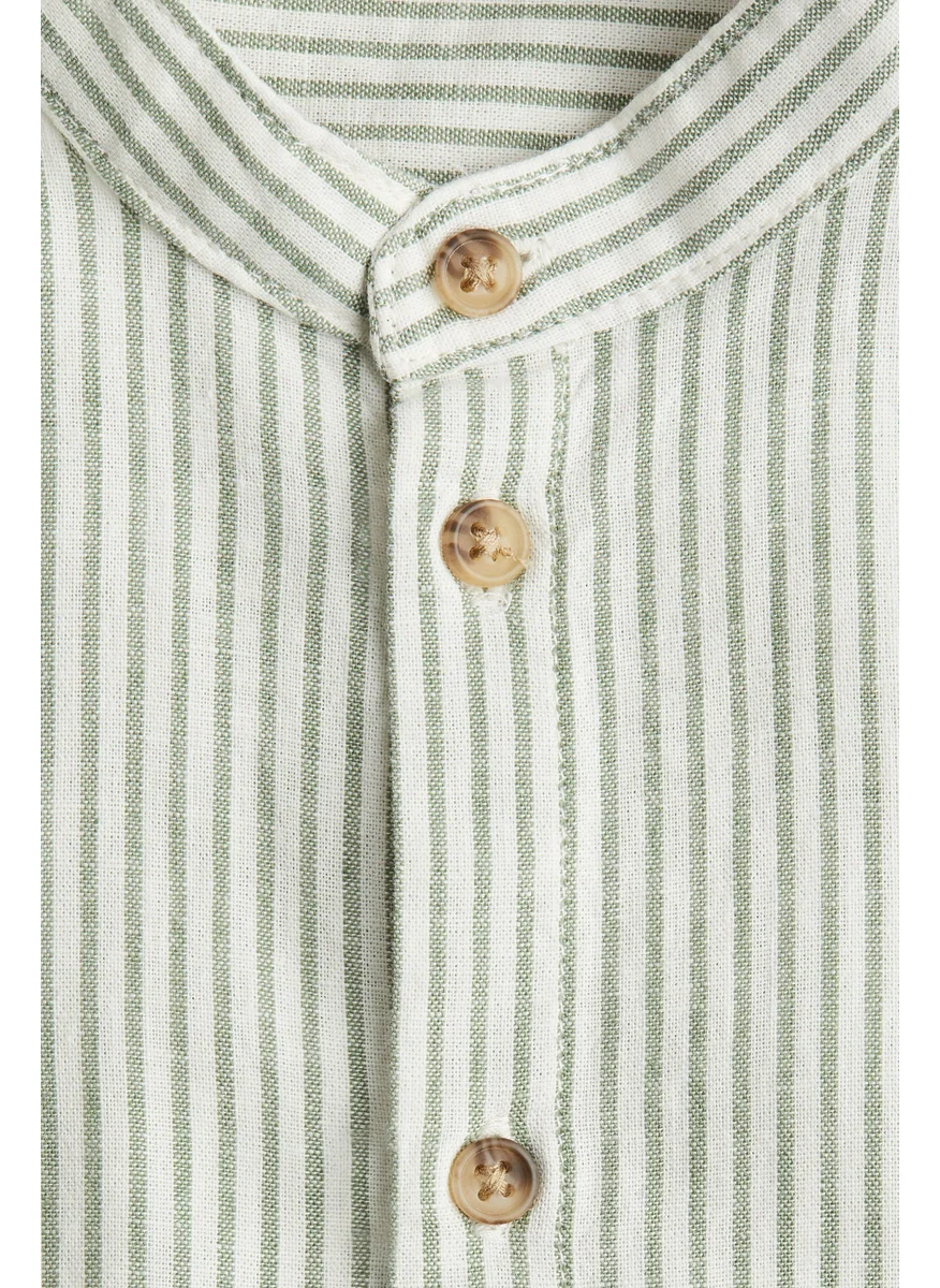 اتش اند ام Linen-Blend Grandad Shirt