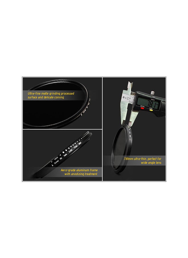 Zomei - 49mm Ultra Slim Variable Fader ND2-400 Neutral Density ND Filter Adjustable ND2 ND4 ND8 ND16 ND32 to ND400 Replacement for  Sony NEX 18-55mm Lens - Image 1
