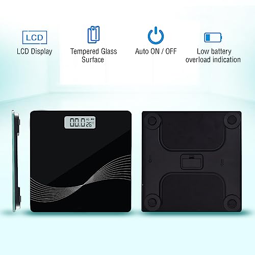 Welcare MAXPRO WC135 Wave Digital Weight Scale for body weight, LCD Panel, Electronic Weighing scale with thick tempered glass, High Precision Sensors accurate weight machine - Image 2