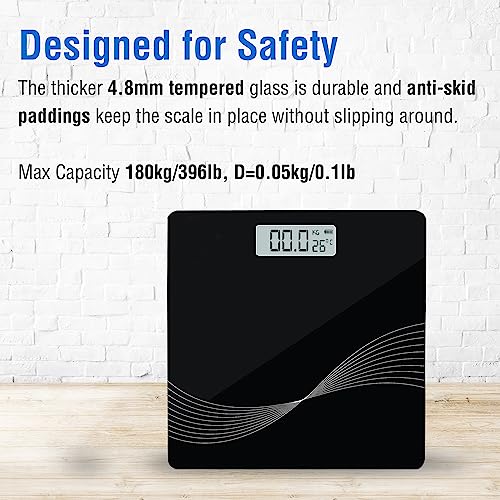 Welcare MAXPRO WC135 Wave Digital Weight Scale for body weight, LCD Panel, Electronic Weighing scale with thick tempered glass, High Precision Sensors accurate weight machine - Image 3