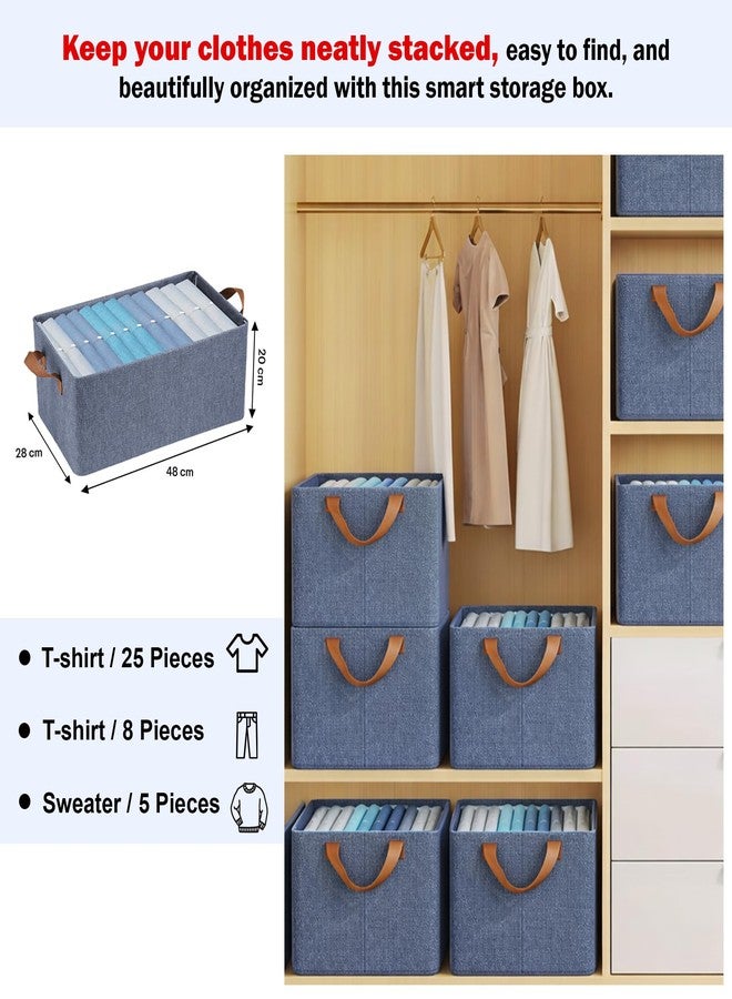 Prime Pick Storage Box Foldable Cloth Organizer Breathable Non Woven Fabric Washable Durable Clothing Storage Bin with Reinforced Handles Wardrobe Organizer Blue XL Size Pack of 4 - Image 2