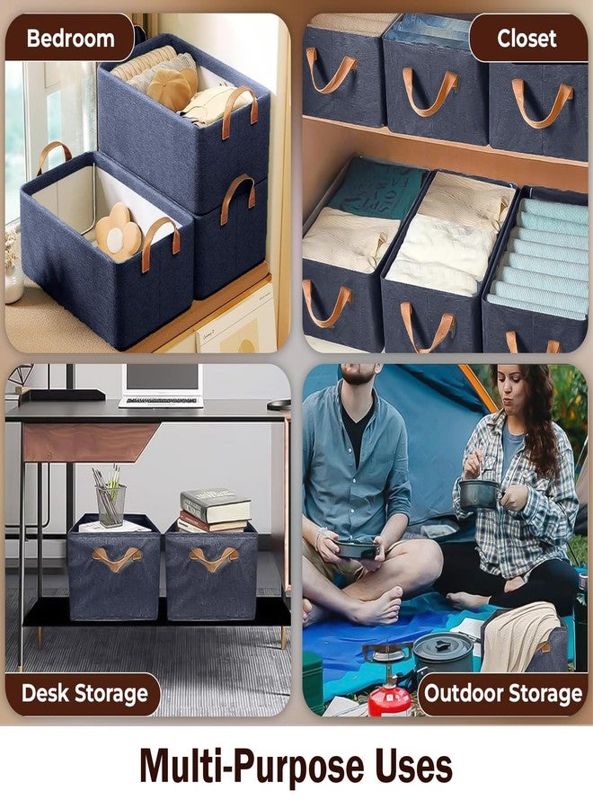 Prime Pick Storage Box Foldable Cloth Organizer Breathable Non Woven Fabric Washable Durable Clothing Storage Bin with Reinforced Handles Wardrobe Organizer Blue XL Size Pack of 4 - Image 4