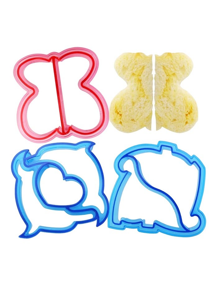3 Pcs Sandwich Mold Sandwich Cutter in Cute Color and Creative Shapes for Kids Boys Girls DIY Lunch Bento Boxes Cookie (Dinosaur & Dolphin & Butterfly Shapes) - Image 1