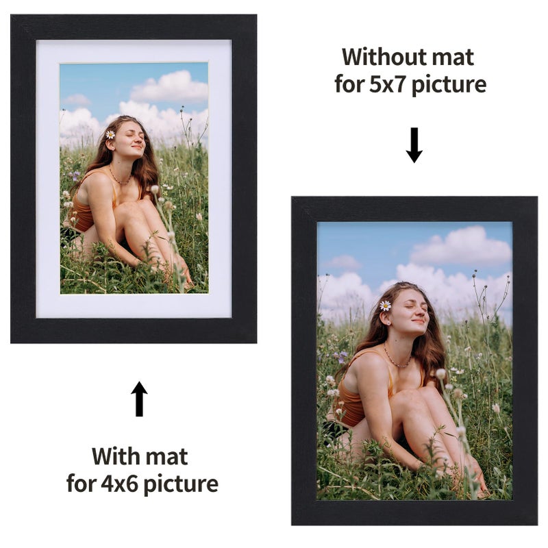 EYMPEU 4x6 Picture Frames Black Wood Set of 15  Display Multi 4x6 Photos with Mat or 5x7 without Mat  Bulk Matted 4x6 Frames for Wall or Table Top - Image 4