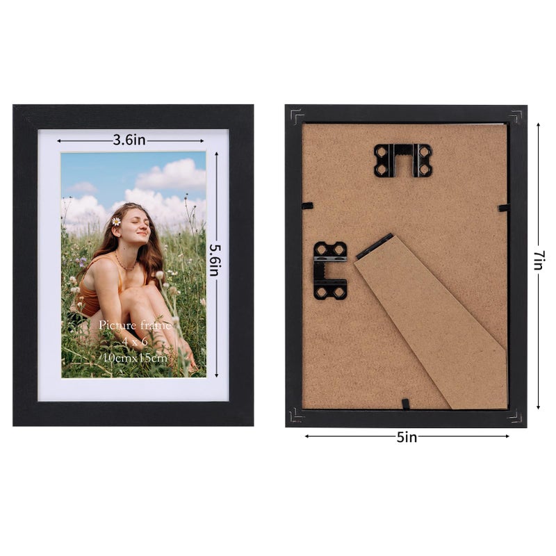 EYMPEU 4x6 Picture Frames Black Wood Set of 15  Display Multi 4x6 Photos with Mat or 5x7 without Mat  Bulk Matted 4x6 Frames for Wall or Table Top - Image 3