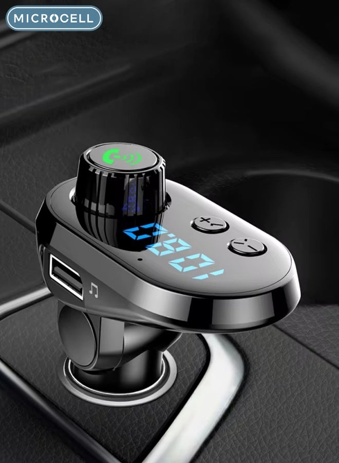 Bluetooth 5.0 Car FM Transmitter with Dual USB, 3.1A Fast Charging, U Disk & TF Card Support, Hands-Free Calling, LED Display, Multi-Device Charging Cable - Image 2