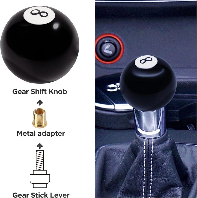 Reswish Shift Knob Manual Gear,Round Shift Knob Acrylic Gear,4 5 6 Speed Universal Shifter Knobs with 3 Adapters,Fit for Manual Car M 8 * 1.25, M 10 * 1.25, M 10 * 1.5, M 12 * 1.25 (Black8) - Image 5