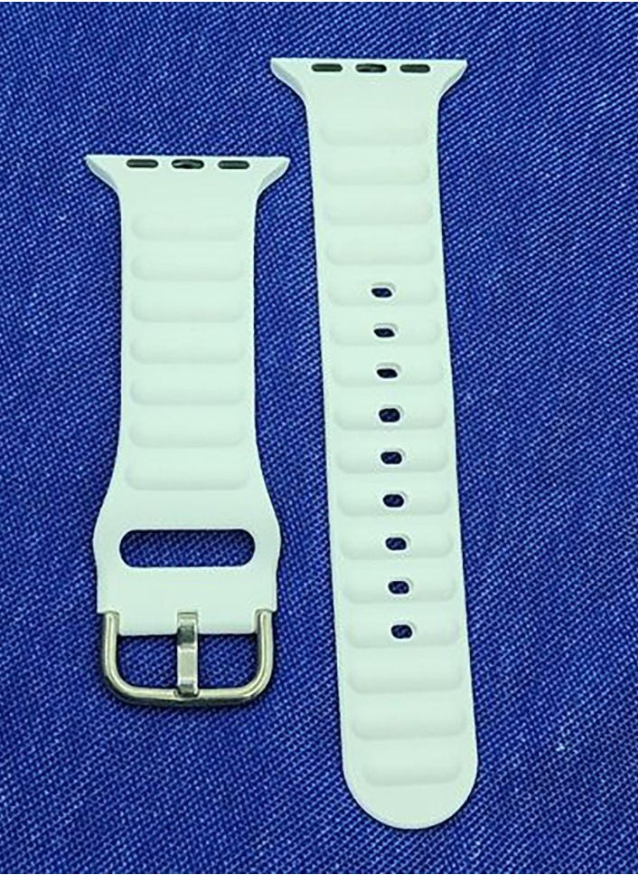 Generic - Silicone Sport Strap Replacement For Apple Watch Series 8/7 41mm - White - Image 1