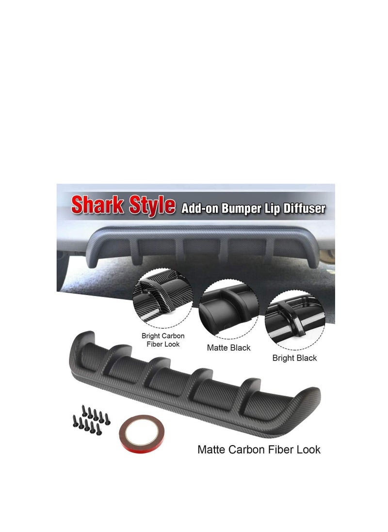 Carbon rear diffuser for the car, protects it from shocks and scratches, made of ABS, perfect shape for the car. The product includes installation materials, double-sided tape, and screws.