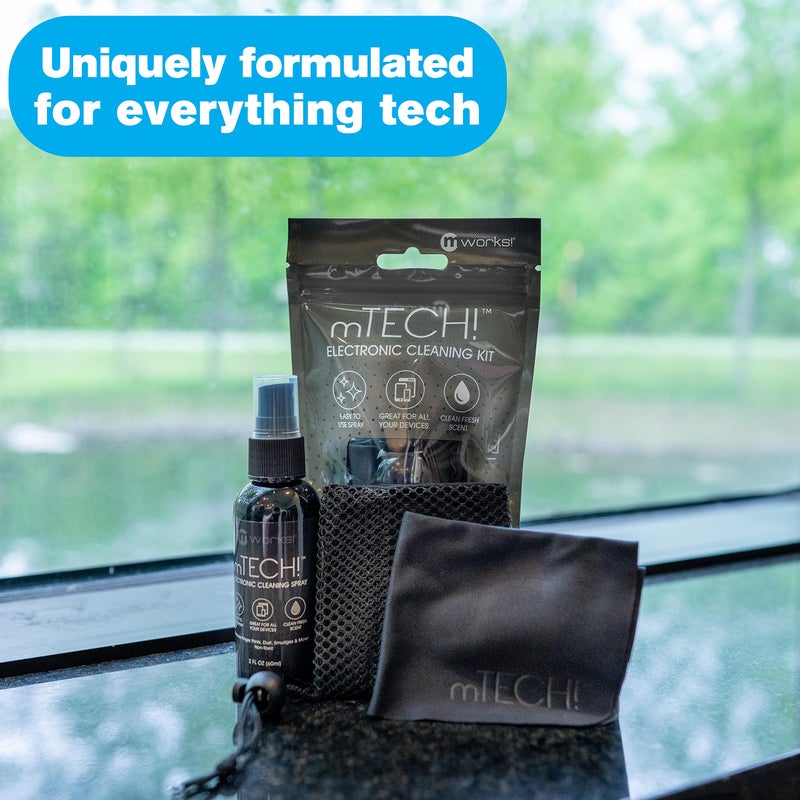 mTech! Electronic Cleaning Kit with Spray Bottle & Cloth [Travel Size] Screen Cleaning Kit for Smartphones, Tablets, TVs, Laptops and All Tech with Plush Microfiber Cloth and Screen Shine Formula - Image 2