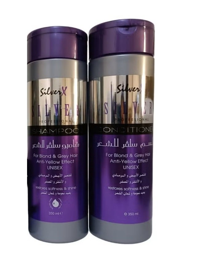 SilverX Silver Professional Hair Shampoo, Hair Conditioner (350x2ml) - Image 1