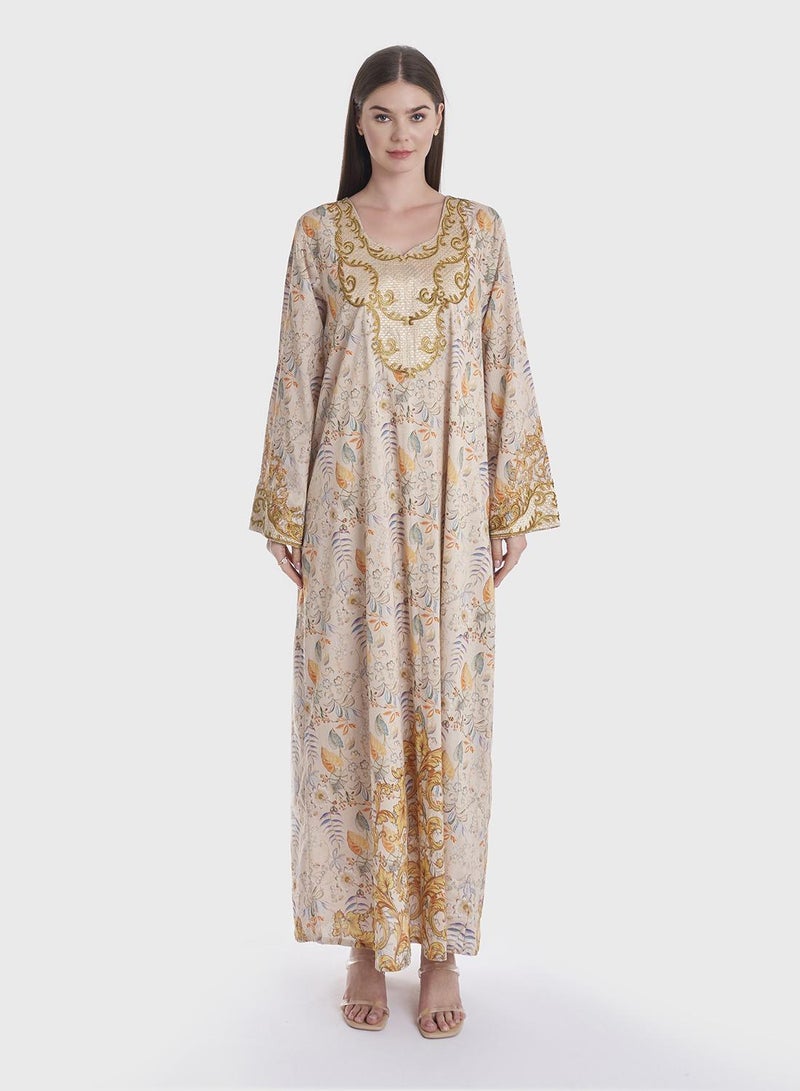 KASHKHA Floral Digital Print Cotton Jalabiya - Image 2