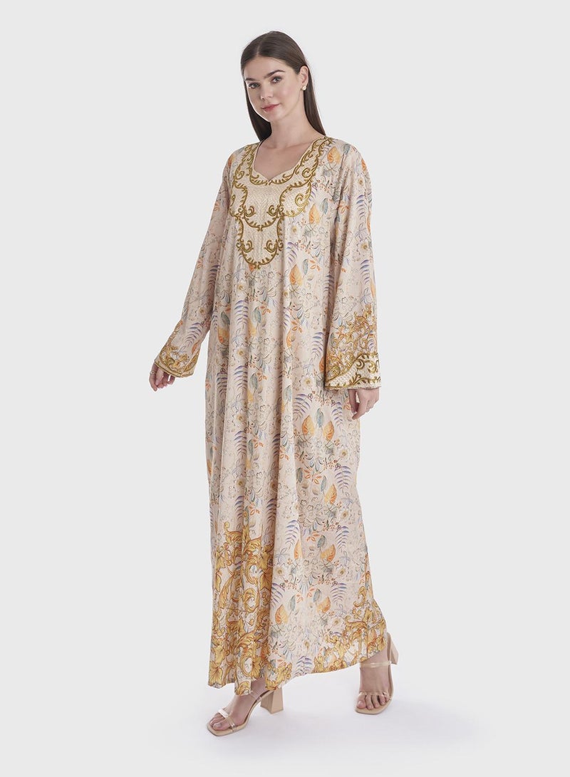 KASHKHA Floral Digital Print Cotton Jalabiya - Image 3