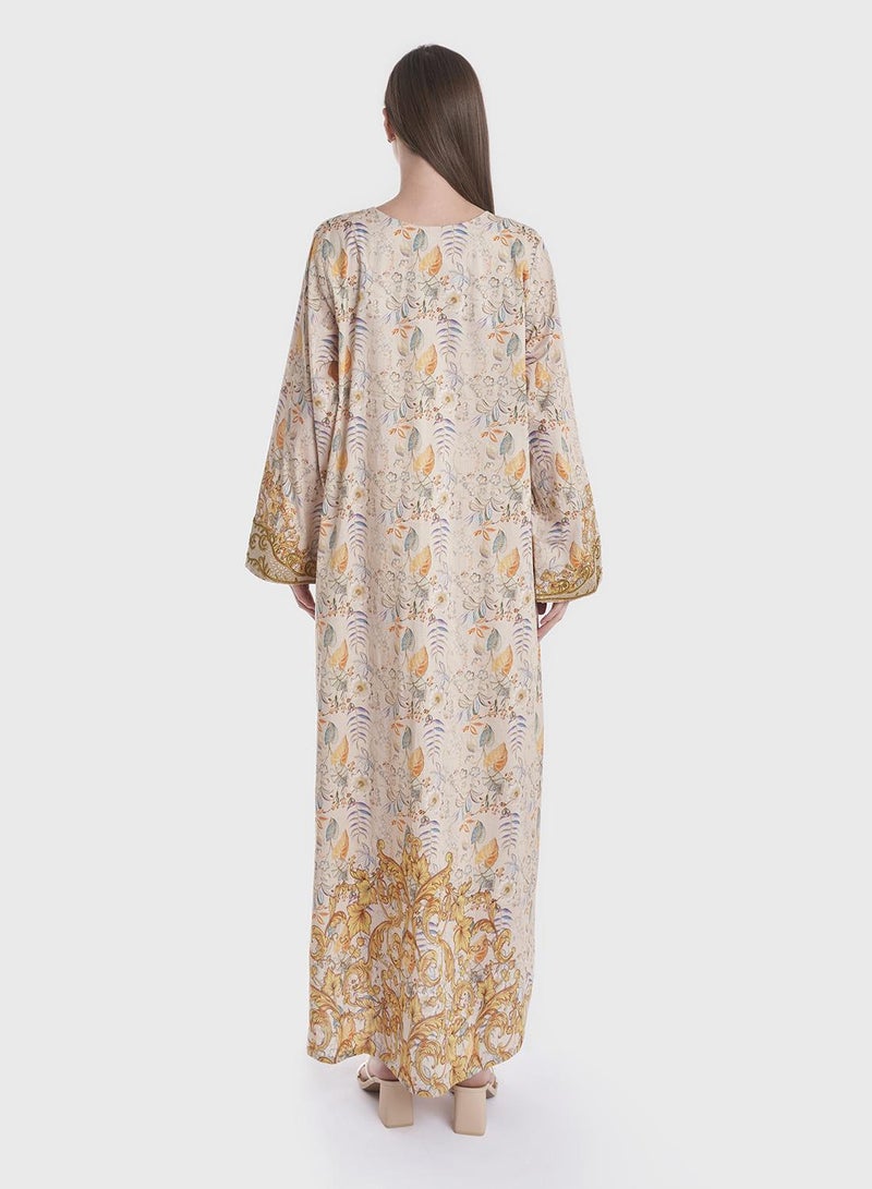 KASHKHA Floral Digital Print Cotton Jalabiya - Image 4