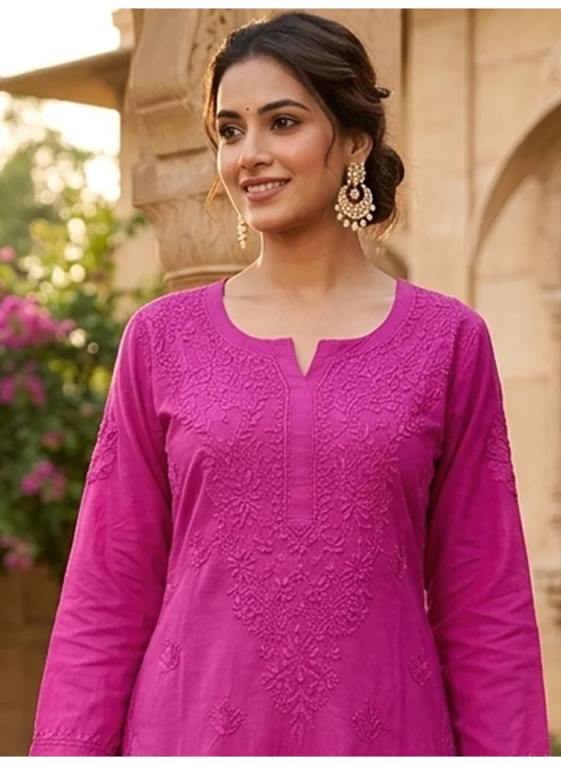 Alaya Magenta Women Hand Embroidered Chikankari Muslin Kurta Set-AL4115KS for Women | Best Price UAE