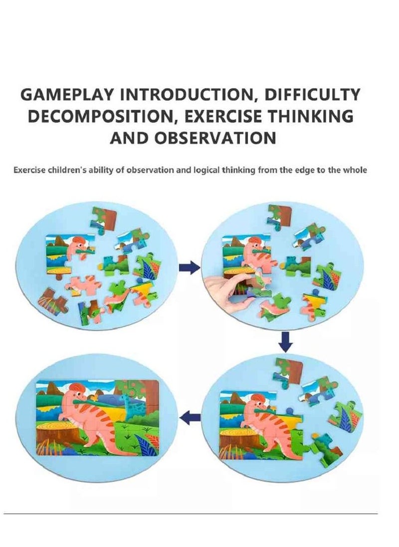 UKR - UKR 4-in-1 Dinosaur Jigsaw Puzzle – Educational Toy for Kids with 6, 9, 12, and 16 Pieces | Fun Learning Activity for Toddlers & Young Explorers | Dinosaur-Themed Puzzle for Early Childhood Development - Image 1