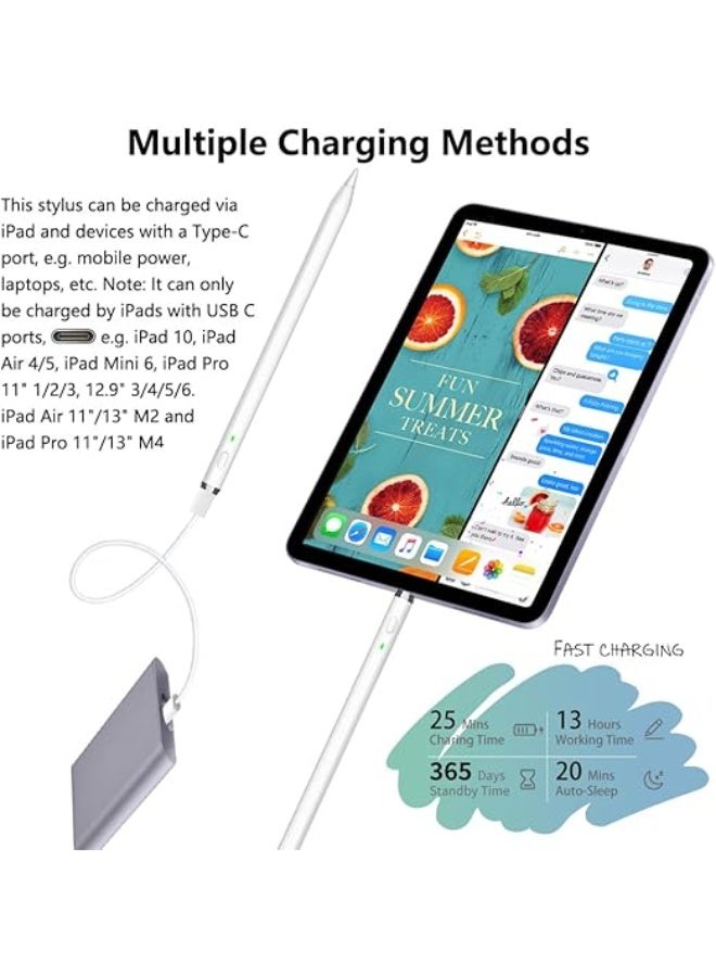 Pencil for ipad 1st Generation USB C, Stylus Pen for iPad with 10X USB-C Charge, Tilt Sensing & Palm Rejection, Pencil for iPad 6-10th, iPad Air 3-5th, iPad Mini 5/6th, iPad Pro 11"/12" (2018-2023) - Image 4