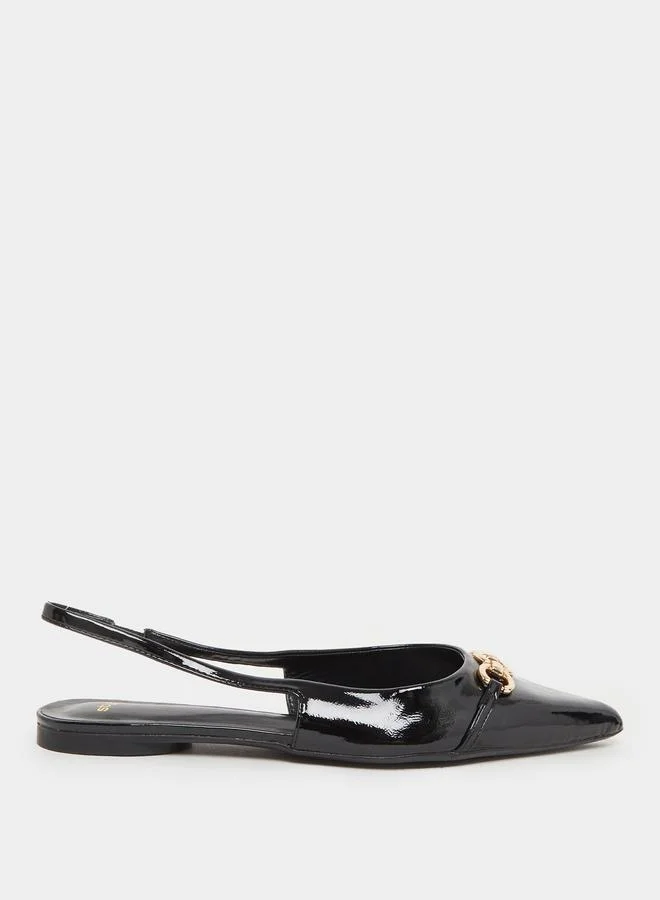 ستايلي Styli Pointed Toe Slingback Shoes with Metal Accent